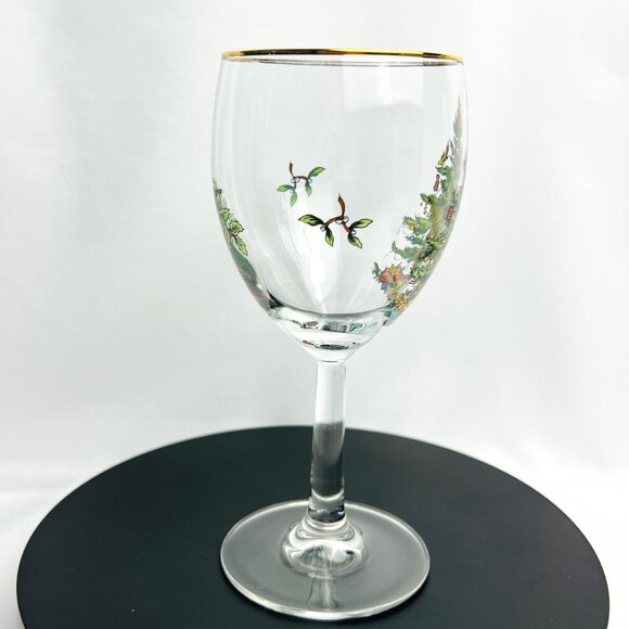 Spode Christmas Tree Vintage Wine Glasses Holiday Goblets Gold Trim 12 oz 4pcs - Picture 9 of 12